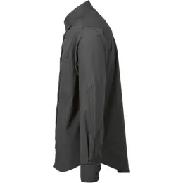 Mens Heritage Stretch Long Sleeve Shirt Charcoal Side